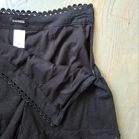 Express Black High Waist Eyelet Trim Shorts - Picture 5 of 8